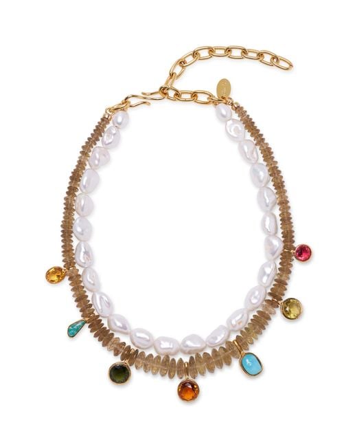Lizzie Fortunato White Color Wheel Freshwater Pearl Collar Necklace