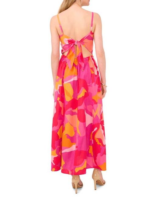 Halogen® Pink Printed Cutout Tie Back Maxi Sundress