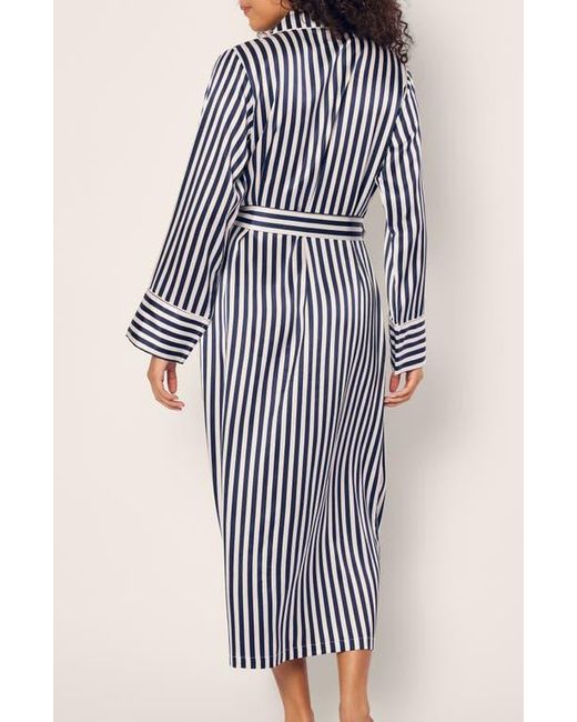 Petite Plume Blue Bengal Stripe Silk Robe