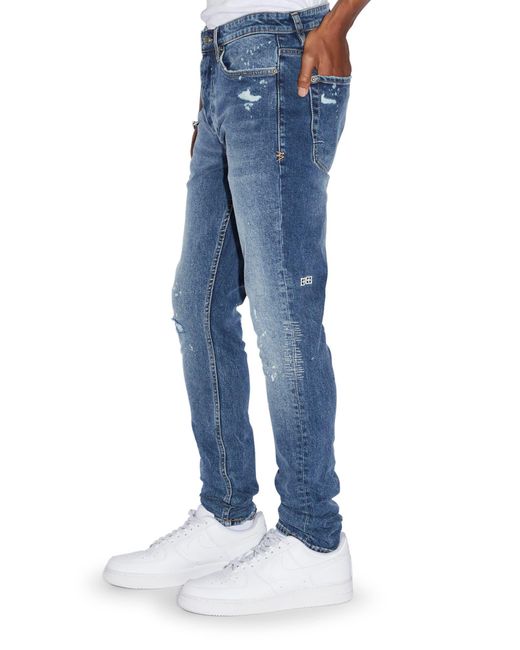 Ksubi Blue Van Winkle Kulture Ripped Skinny Jeans for men