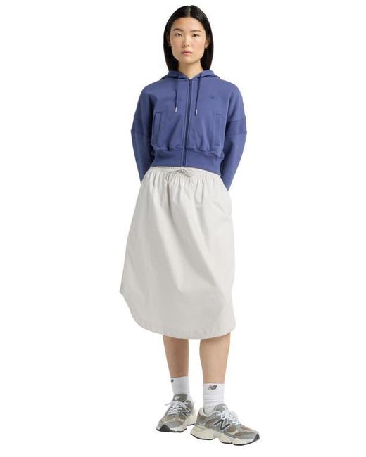 New Balance Blue French Terry Crop Zip Hoodie