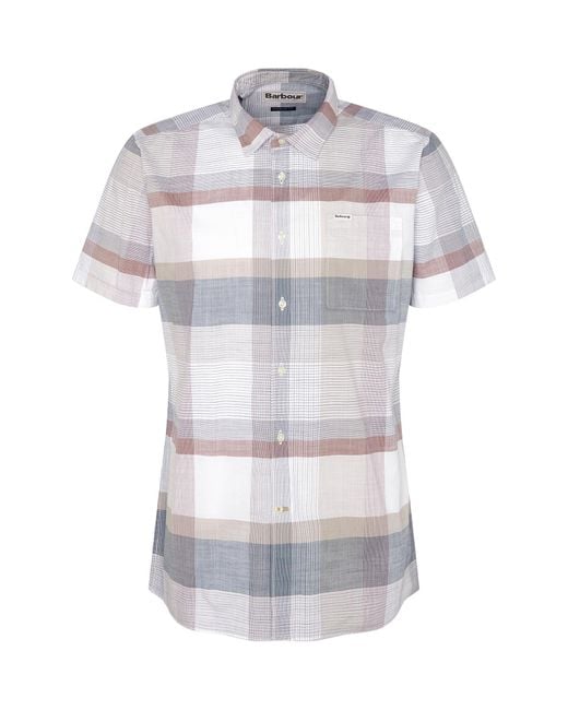 Barbour White Hurlford Regular Fit Plaid Short Sleeve Button-up Shirt for men