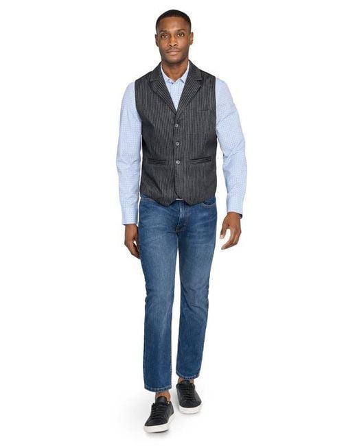 Con.struct Blue Solid Tailored Vest for men