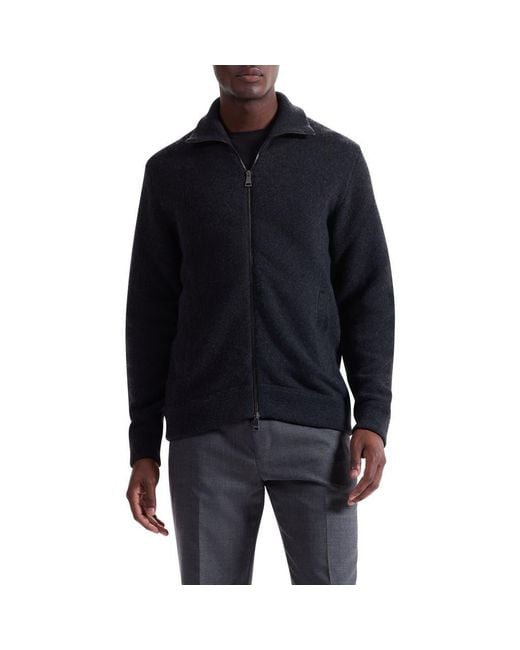 Bugatchi Black Wool Blend Zip Cardigan for men