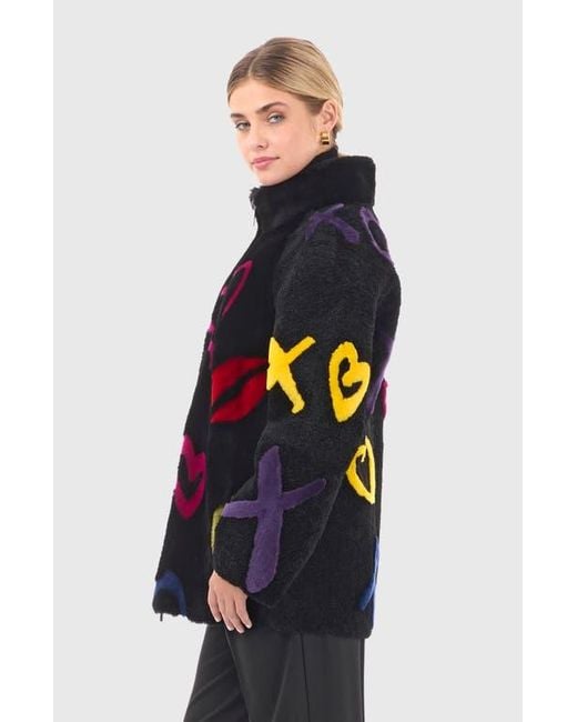 Gorski Blue Shearling Lamb Zip Short Jacket