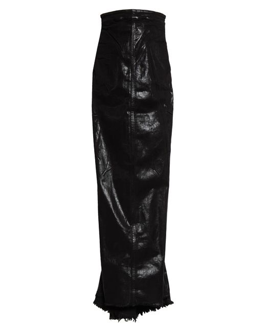 Rick Owens Black Dirt Pillar Strapless Coated Denim Mermaid Dress