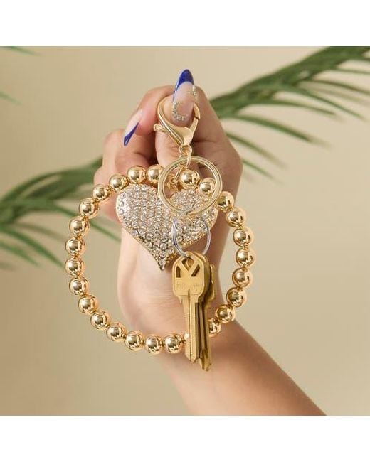 Jessica Simpson Metallic Heart Charm Stretch Keychain Bracelet