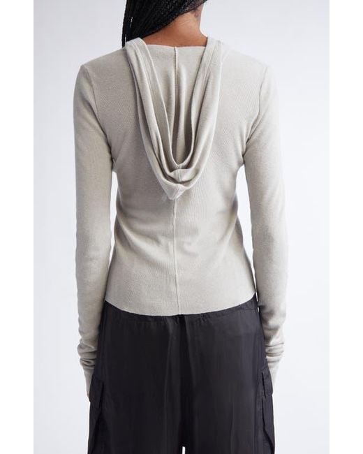 Rick Owens White Rib Crop Hoodie