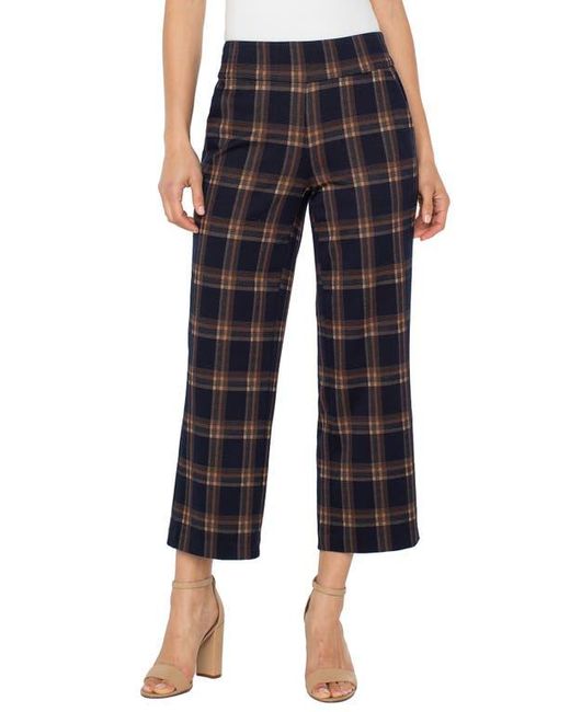Liverpool Los Angeles Women's Blue Mabel Plaid Crop Wide Leg Pants
