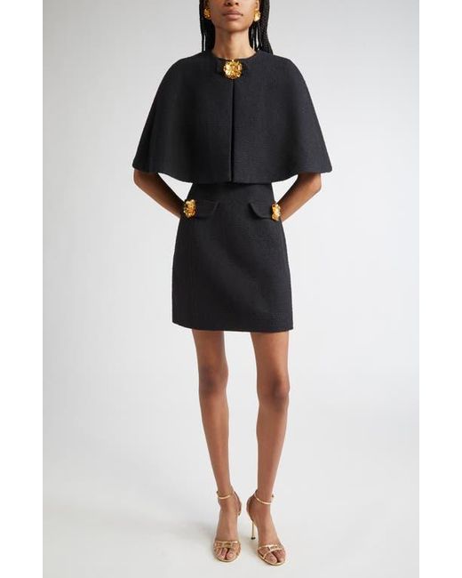 Oscar de la Renta Black Sleeveless Cotton Blend Tweed Dress