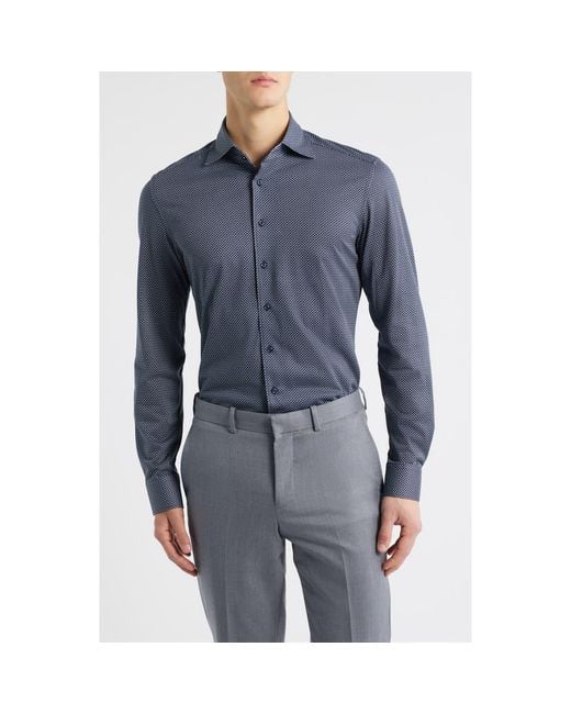 lands end tailored fit dress shirts Steven Land Trim Fit Solid White Twill Spread Collar Barrel Cuff Stretch Cotton Dress Shirt, 17 1/2 / 36/37 main image 0
