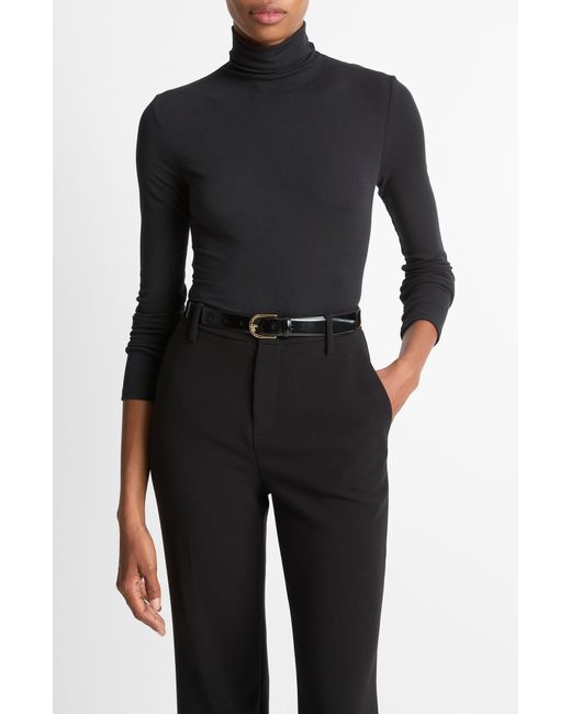 Vince Black Essential Long-Sleeve Turtleneck Top
