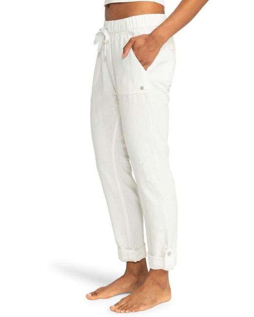 Roxy White On The Seashore Tie Waist Linen Blend Pants