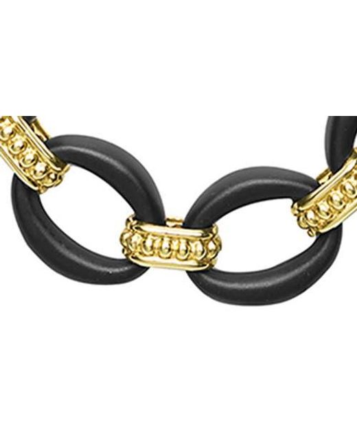 Lagos Black Anthem 18K Matte Ceramic Oval Link Necklace