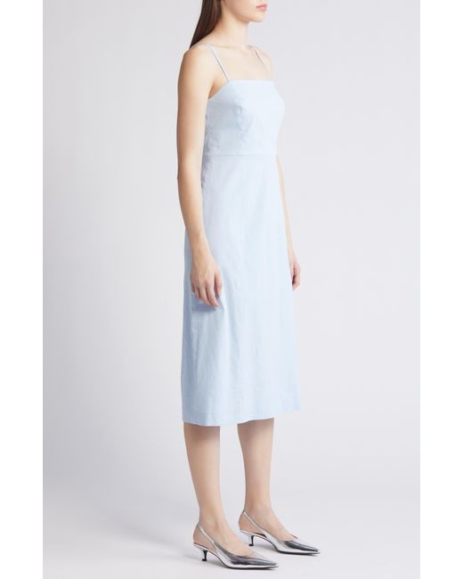 Theory Blue Good Strappy A-line Linen Blend Dress
