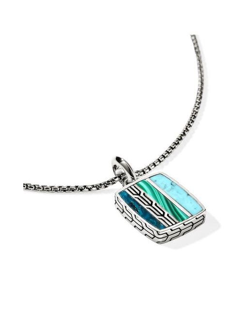 John Hardy Blue Carved Chain Color Tag Pendant Necklace for men