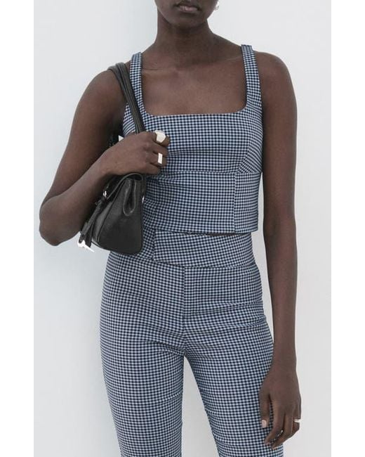 Mango Blue Victoria Gingham Top