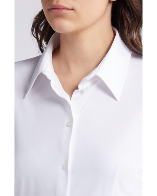 Boss White Solid Button-up Shirt