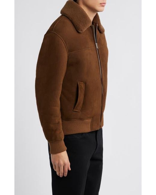 FRAME Brown Suede & Genuine Shearling Bomber Jacket for men
