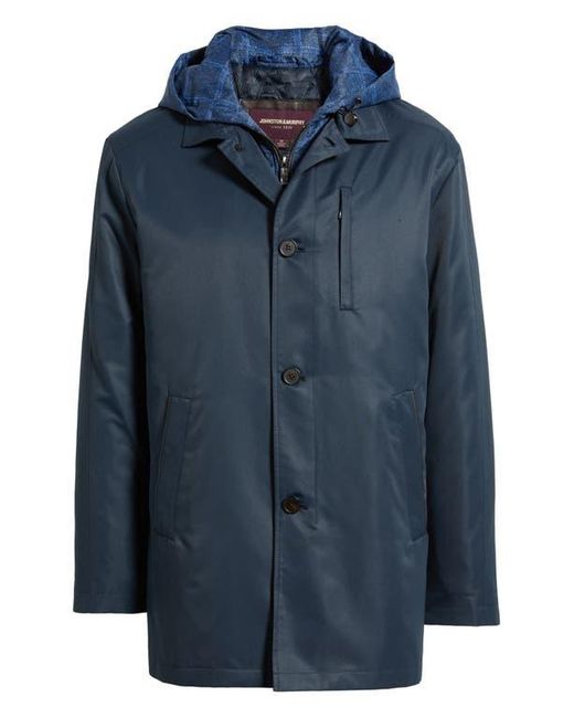 Johnston & Murphy Blue Upton Water Resistant Raincoat With Removable Liner for men