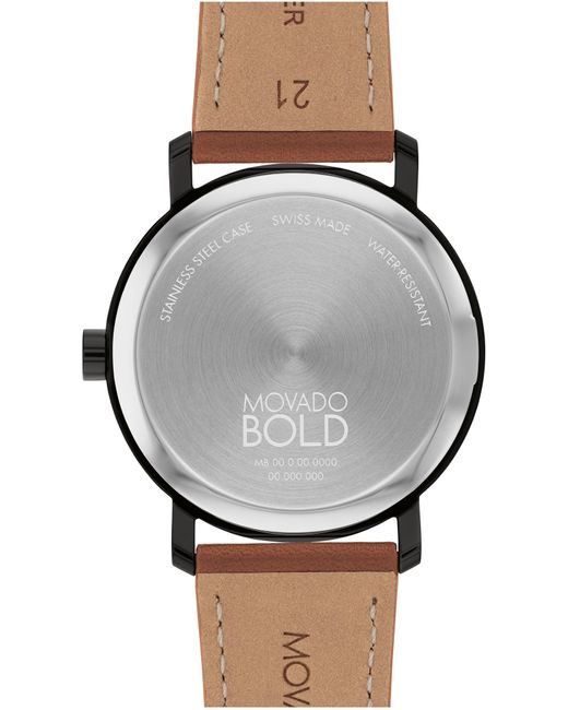 Movado Black Bold Evolution 2.0 Leather Strap Watch for men