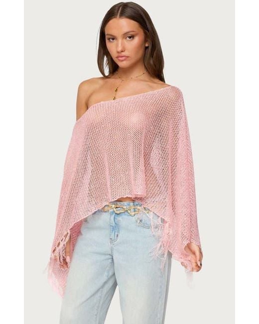 Edikted Pink Sequin Fringe Poncho