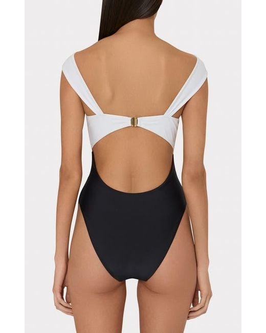 MILLY Blue Betsy Colorblock One-Piece Swimsuit