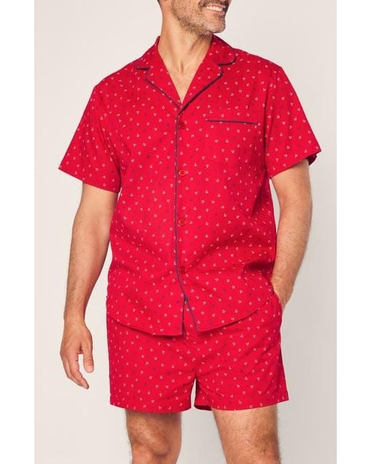 Petite Plume Men's Red Anchors Away Cotton Pajamas