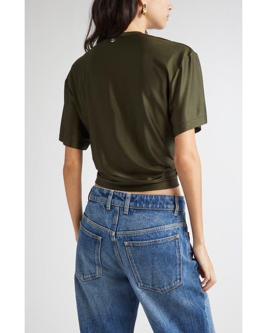 Rabanne Black Piercing Ring Satin Jersey Crop T-Shirt