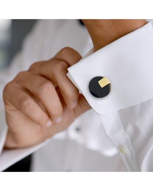 Link Up Blue Obsidian Disc With Tab Cufflinks for men