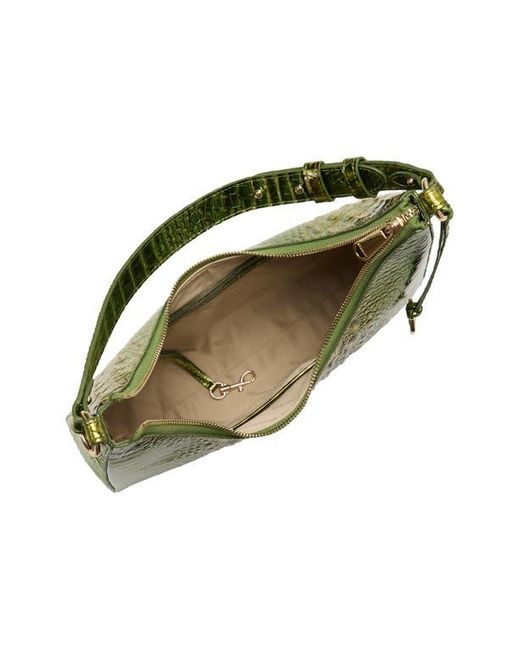 Brahmin Green Tabitha Croc Embossed Leather Shoulder Bag