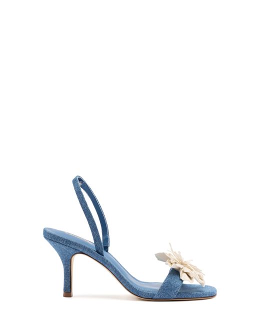 Larroude Blue Hibiscus Slingback Sandal