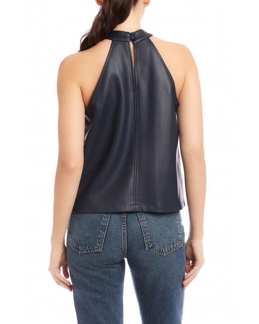 Fifteen Twenty Blue Alexis Faux Leather Top