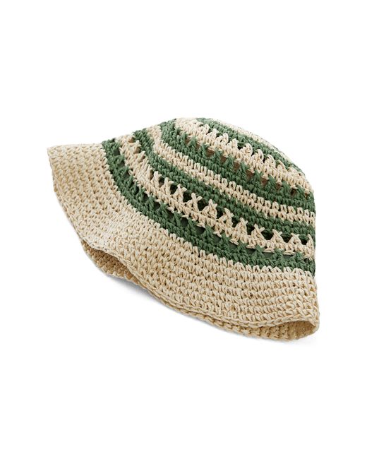 Mango Green Stripe Straw Bucket Hat