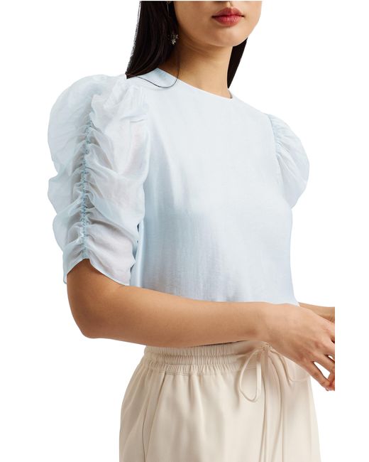 Ted Baker Blue Sachiko Ruched Elbow Sleeve Top