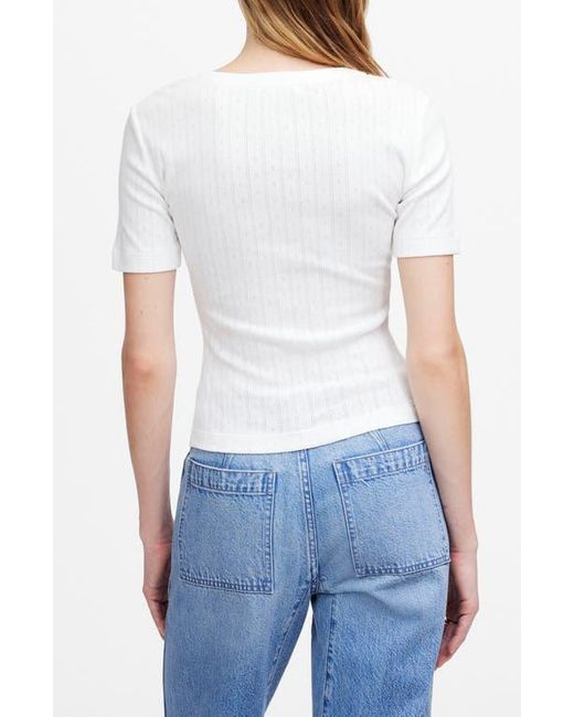 Madewell White Pointelle Crewneck Short Sleeve T-Shirt