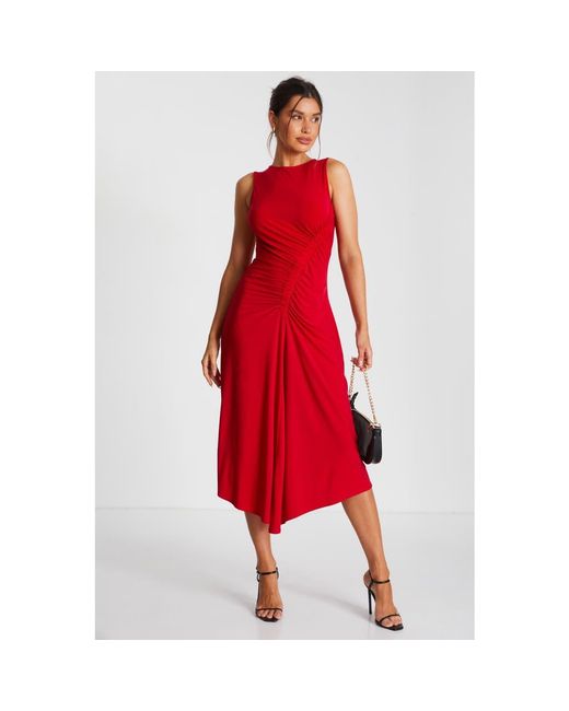 Quiz red wrap dress online