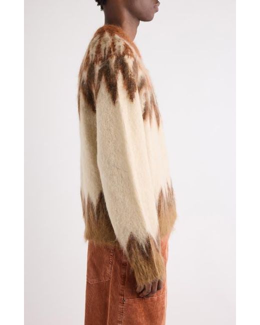 Isabel Marant Brown Nicholas Oversize Fair Isle Mohair Blend Crewneck Sweater for men