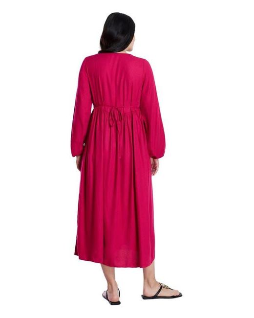 Motherhood Maternity Pink Long Sleeve Button Front Maternity Midi Dress