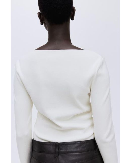 H&M White Square-Neck Top