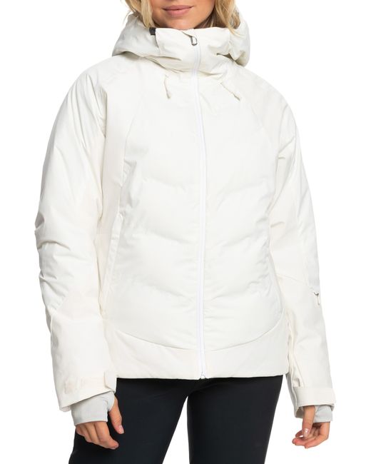 Roxy Dusk Warmlink Hooded Snow Jacket in White | Lyst
