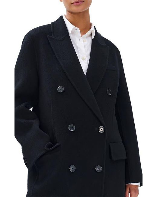 Rag & Bone Black Vasso Double Breasted Wool Blend Coat