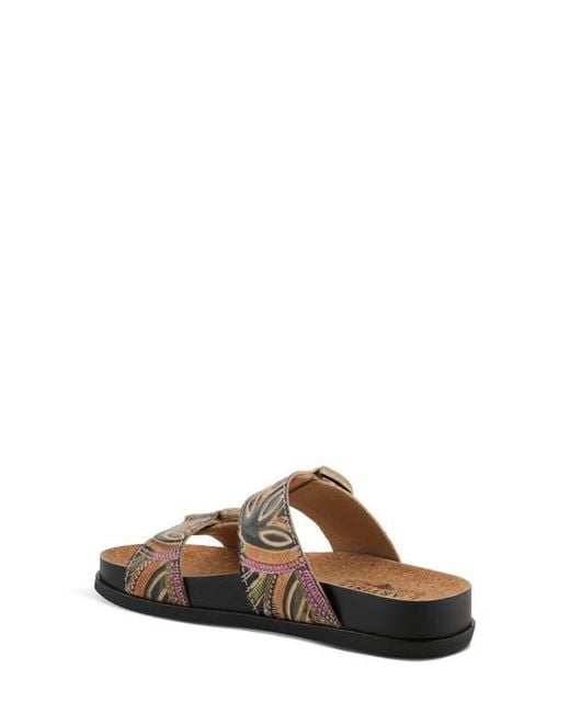 Spring Step Brown Glaze Platform Slide Sandal