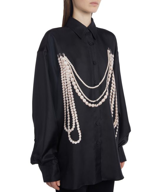 Stella McCartney Black Pearl Graphic Silk Blouse