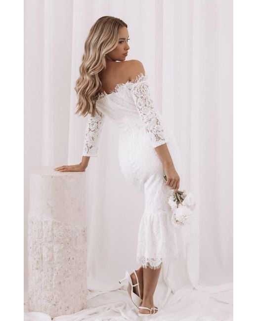 Petal & Pup Women's White Lindy Lace Cold Shoulder Cocktail Midi Dress -  www.rajagirimanappuram.com