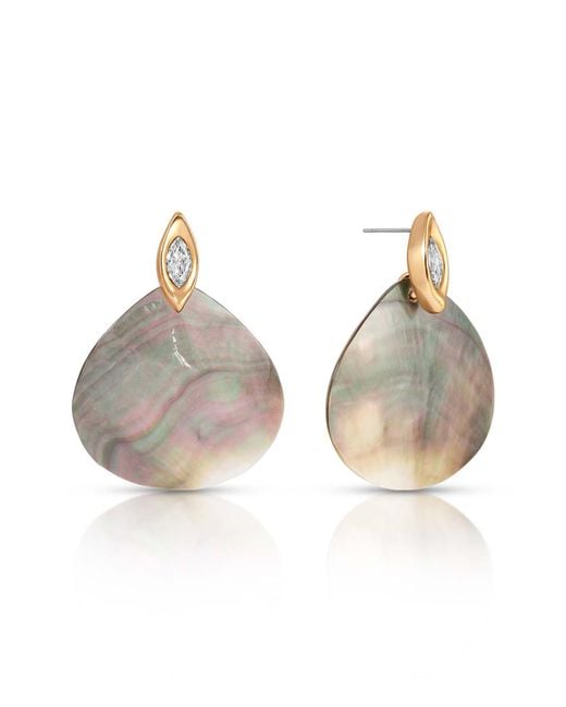Ettika Brown Shell Statement Drop Earrings