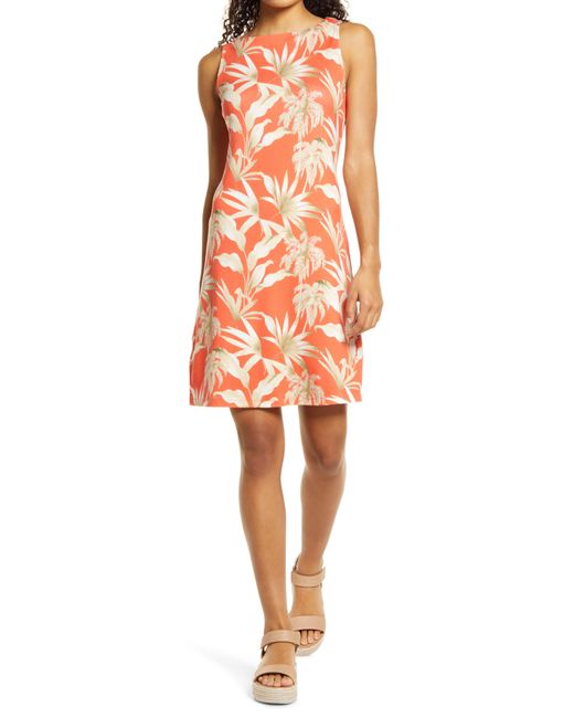 Tommy Bahama Orange Darcy Tropical Print Sleeveless Dress