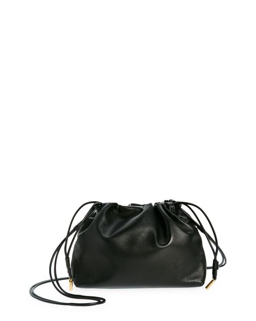 The Row Black Angy Leather Drawstring Shoulder Bag