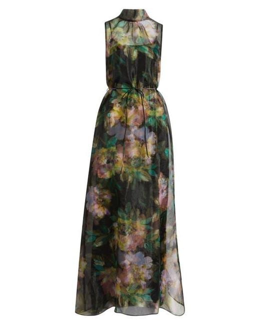 Julia Jordan Tie Neck Organza Cocktail Dress in Green | Lyst