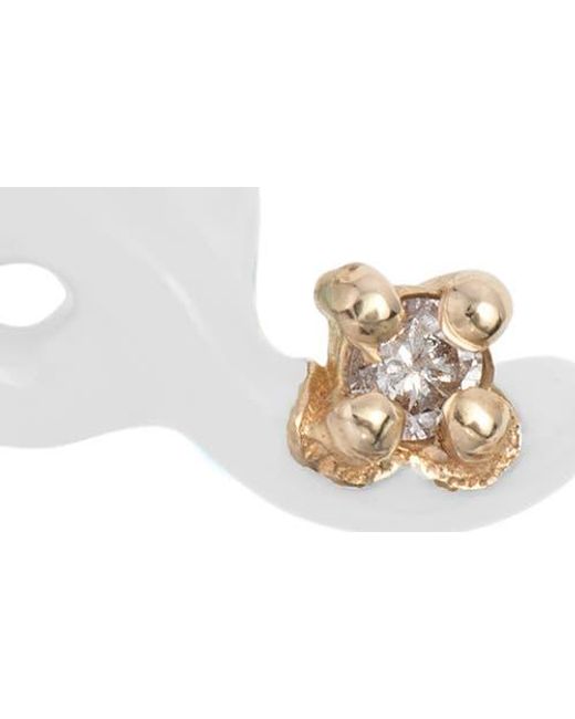 Bea Bongiasca White Single Mini Diamond Loop Stud Earring